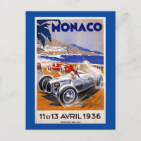 Monaco Reiseplakat, Auto 1936,