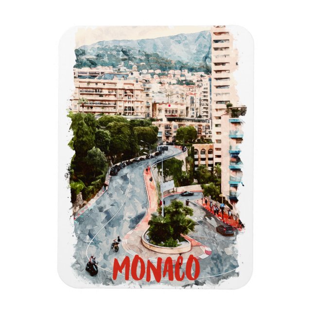 Monaco Retro Race Track Französische Riviera Magnet (Vertikal)