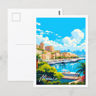 Monaco Vintage-Reiseort-Illustration Postkarte