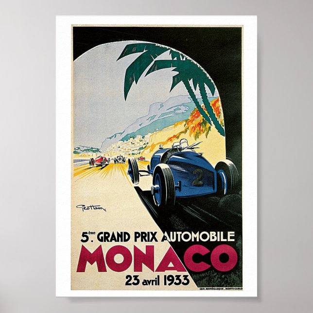 Monaco Vintage Travel Poster (Vorne)