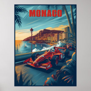 Monaco Vintages Auto Race Travel Poster