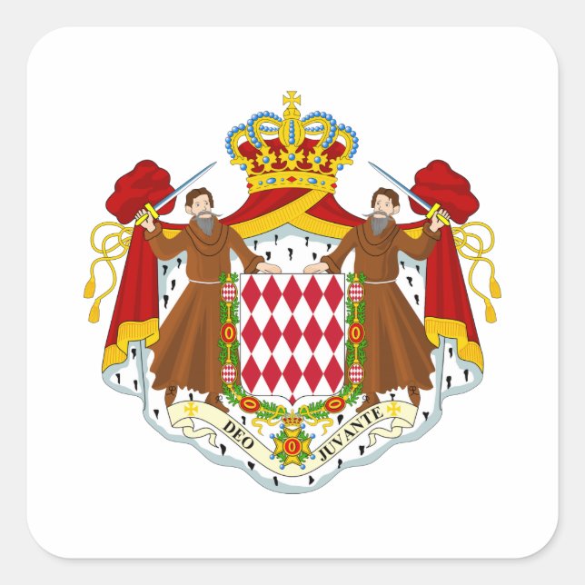 Monaco-Wappen Quadratischer Aufkleber (Vorderseite)