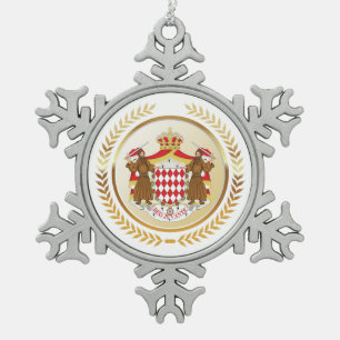 Monaco-Wappen Schneeflocken Zinn-Ornament