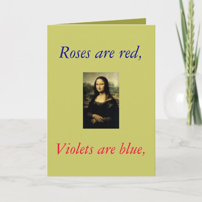 Monalisa, Rose sind rot, Violetten blau, Karte (Vorderseite)