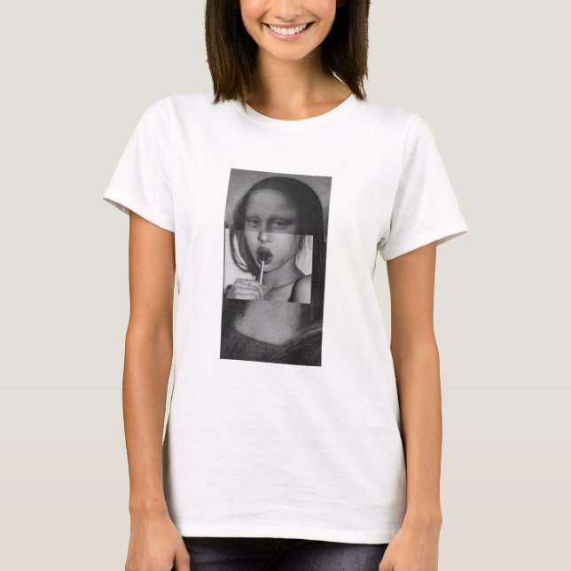 Monalisa with a Lollipop T-Shirt B&W (Vorderseite)