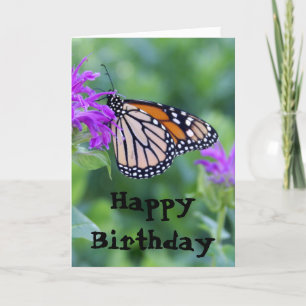 Monarch auf lila Blume, alles Gute zum Geburtstag Karte