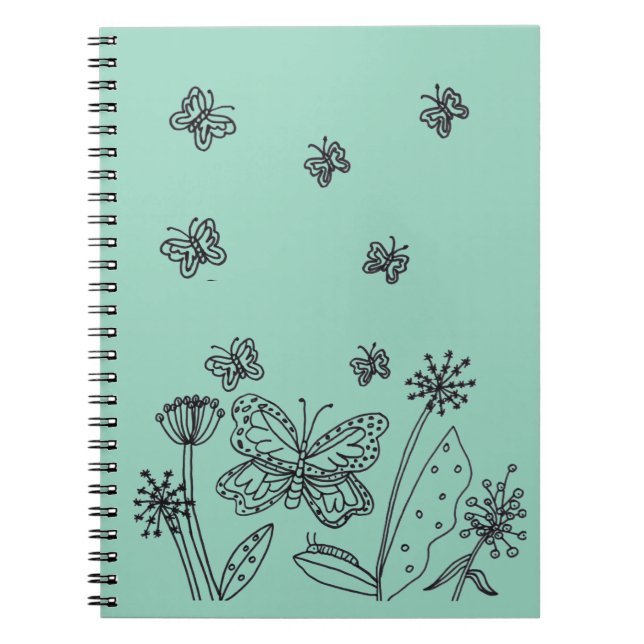 Monarch Butterfells and Blume Spiral Journal Notizblock (Vorderseite)