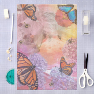 Monarch Butterfliegen in Bees Collage Seidenpapier