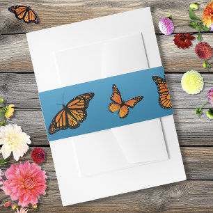 Monarch Butterflies Blue Ombré Einladungsbanderole