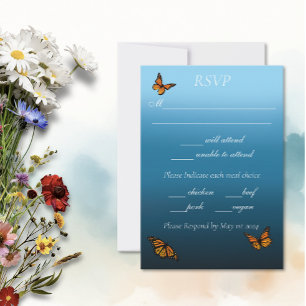Monarch Butterflies Blue Ombre RSVP Karte