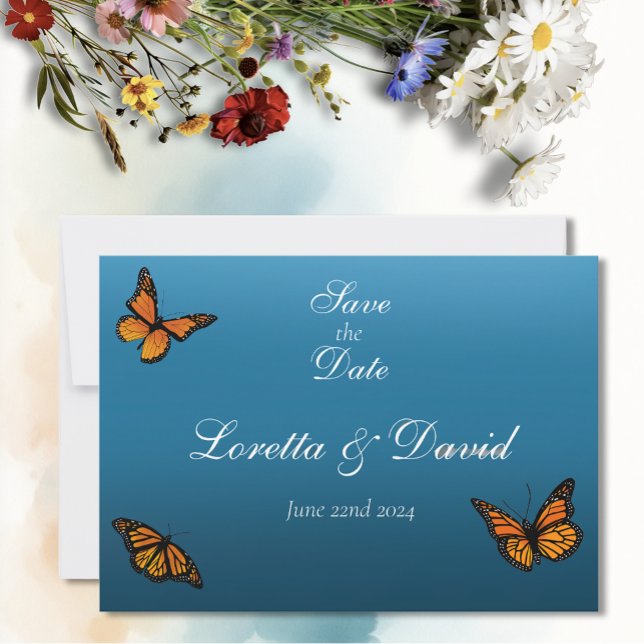 Monarch Butterflies Blue Ombre Save The Date (Von Creator hochgeladen)