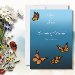Monarch Butterflies Blue Ombre Save The Date