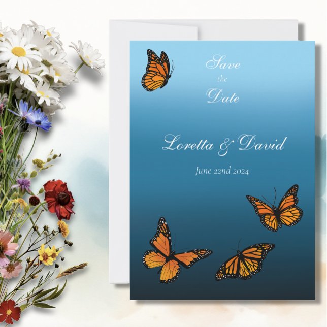 Monarch Butterflies Blue Ombre Save The Date (Von Creator hochgeladen)