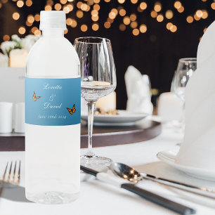 Monarch Butterflies Blue Ombre Wasserflaschenetikett