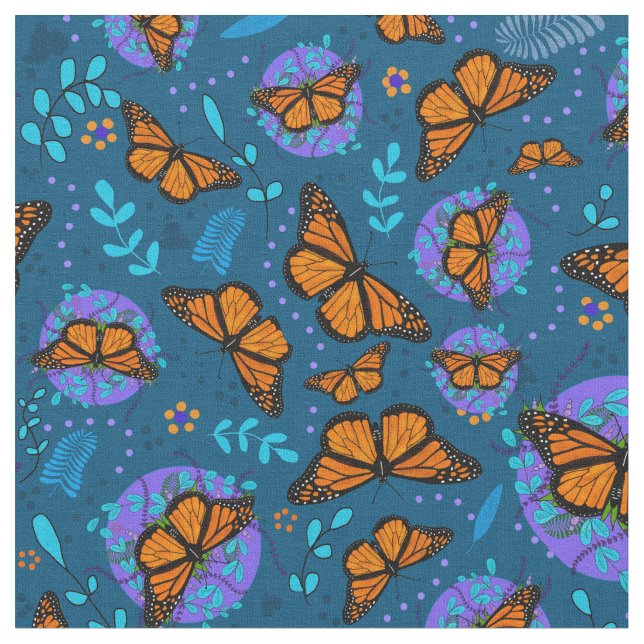 Monarch Butterflies Fabric Stoff (Nahaufnahme)