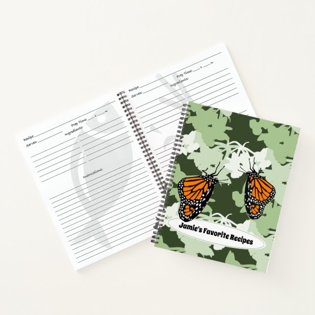 Monarch Butterflies Individuelle Name Lieblingsrez Notizbuch (Innenseite)