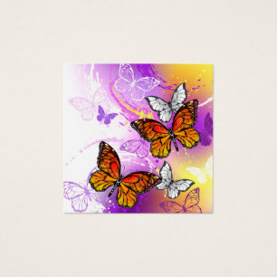Monarch Butterflies on Purple Background
