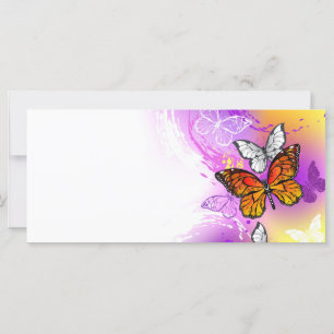 Monarch Butterflies on Purple Background