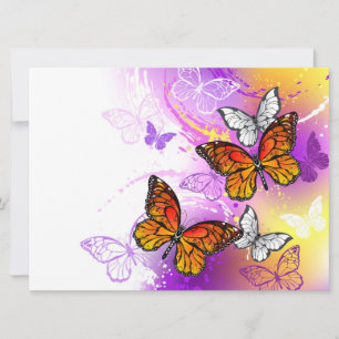 Monarch Butterflies on Purple Background