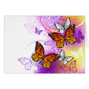 Monarch Butterflies on Purple Background