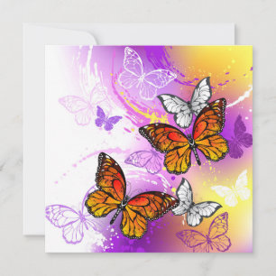 Monarch Butterflies on Purple Background Ankündigung