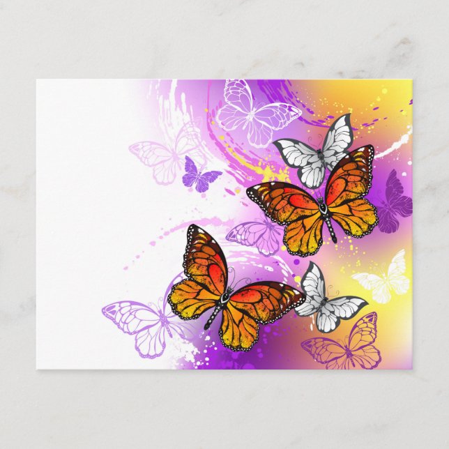 Monarch Butterflies on Purple Background Begleitkarte (Vorderseite)