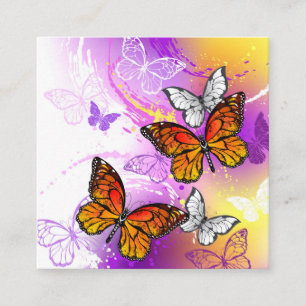 Monarch Butterflies on Purple Background Begleitkarte