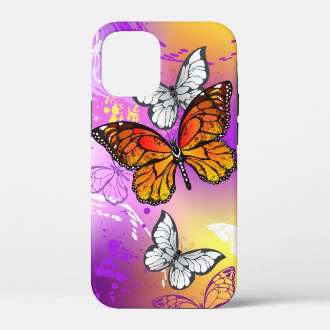 Monarch Butterflies on Purple Background Case-Mate iPhone Hülle (Rückseite)