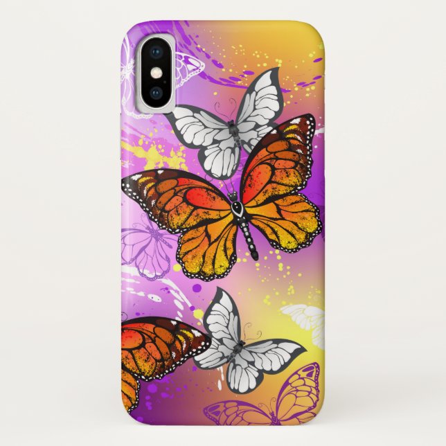 Monarch Butterflies on Purple Background Case-Mate iPhone Hülle (Rückseite)