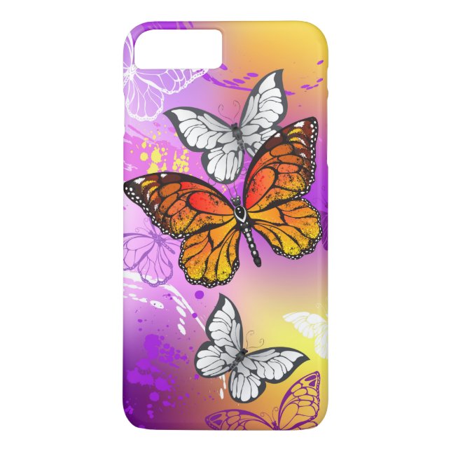 Monarch Butterflies on Purple Background Case-Mate iPhone Hülle (Rückseite)