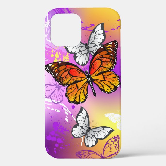 Monarch Butterflies on Purple Background Case-Mate iPhone Hülle (Rückseite)