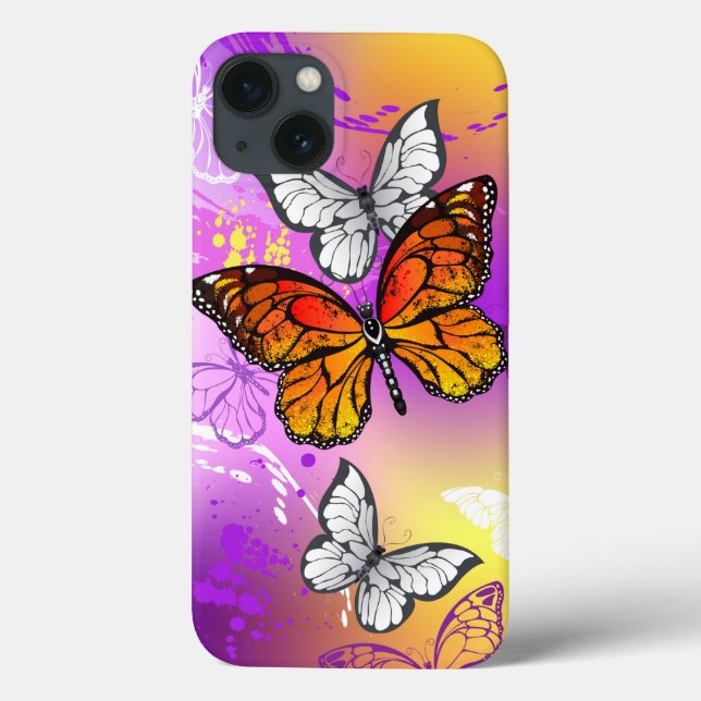 Monarch Butterflies on Purple Background Case-Mate iPhone Hülle (Rückseite)