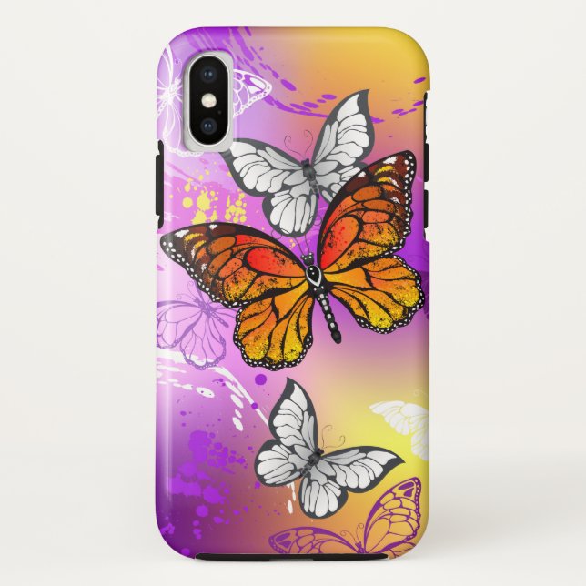 Monarch Butterflies on Purple Background Case-Mate iPhone Hülle (Rückseite)
