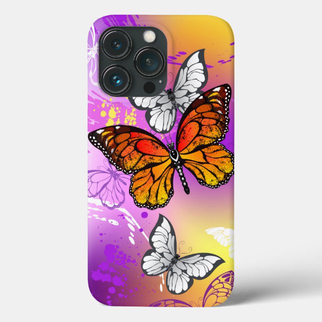Monarch Butterflies on Purple Background Case-Mate iPhone Hülle (Rückseite)