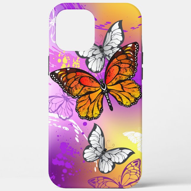Monarch Butterflies on Purple Background Case-Mate iPhone Hülle (Rückseite)