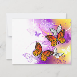 Monarch Butterflies on Purple Background Dankeskarte