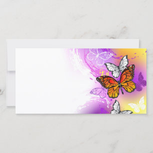Monarch Butterflies on Purple Background Dankeskarte