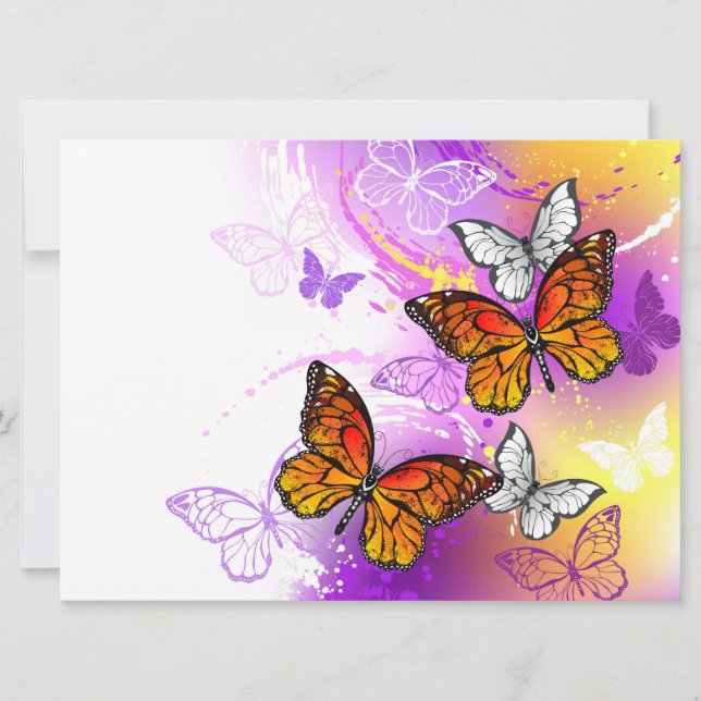 Monarch Butterflies on Purple Background Einladung (Vorderseite)