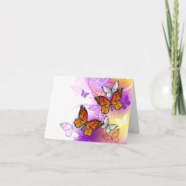 Monarch Butterflies on Purple Background Einladung (Vorderseite)