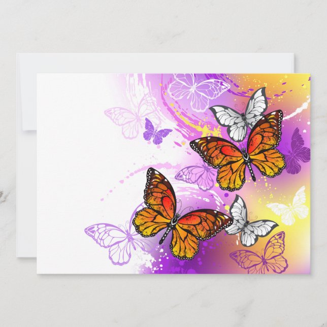 Monarch Butterflies on Purple Background Feiertagskarte (Vorderseite)