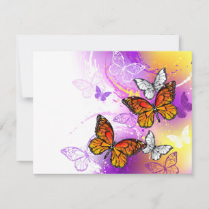 Monarch Butterflies on Purple Background Feiertagskarte