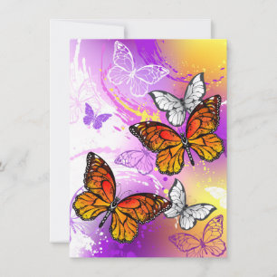 Monarch Butterflies on Purple Background Feiertagskarte