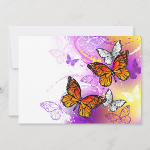 Monarch Butterflies on Purple Background Feiertagskarte