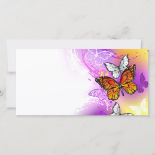 Monarch Butterflies on Purple Background Feiertagskarte