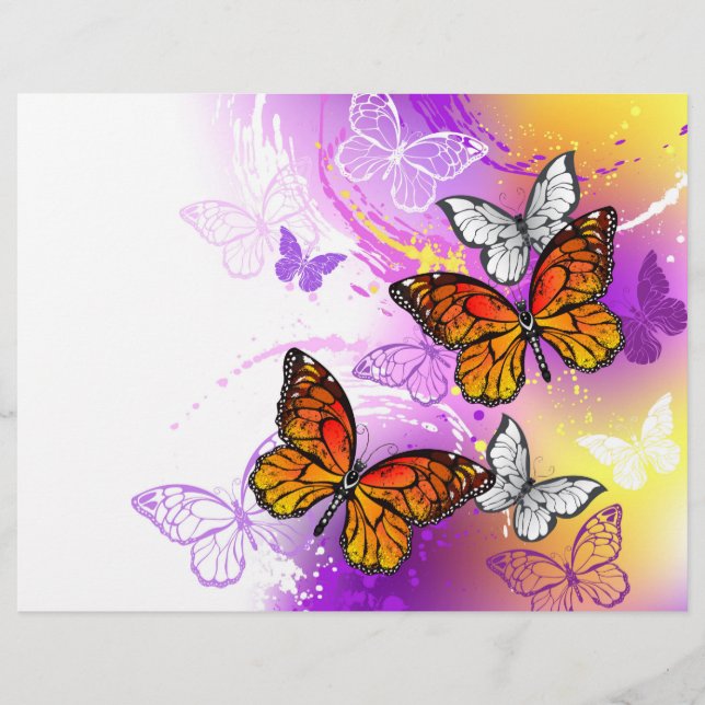 Monarch Butterflies on Purple Background Flyer (Vorne)