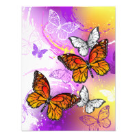 Monarch Butterflies on Purple Background