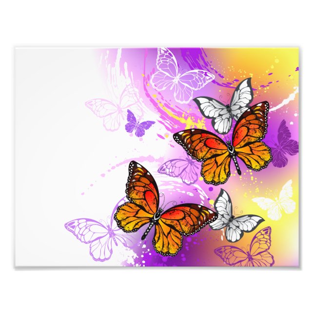 Monarch Butterflies on Purple Background Fotodruck (Vorne)