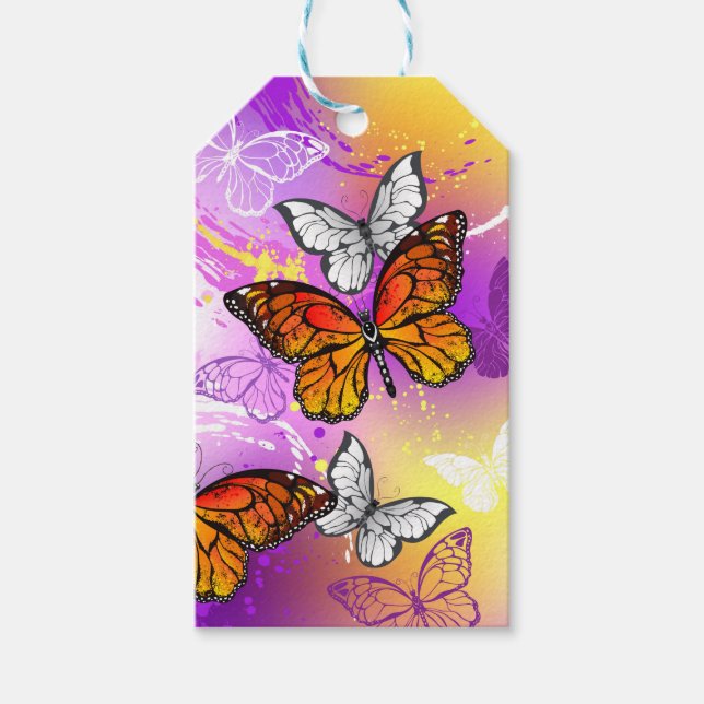 Monarch Butterflies on Purple Background Geschenkanhänger (Vorderseite)