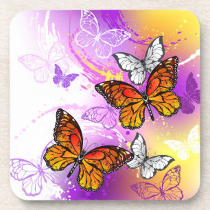 Monarch Butterflies on Purple Background Getränkeuntersetzer