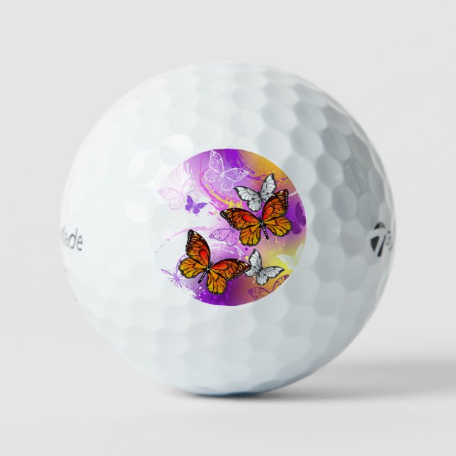 Monarch Butterflies on Purple Background Golfball (Vorderseite)